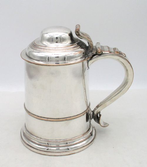 fig 1. Large Old Sheffield Plated Lidded Tankard c1800