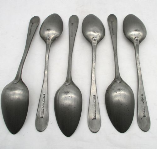 Rare Set of 6 Pewter Serving Spoons C1800