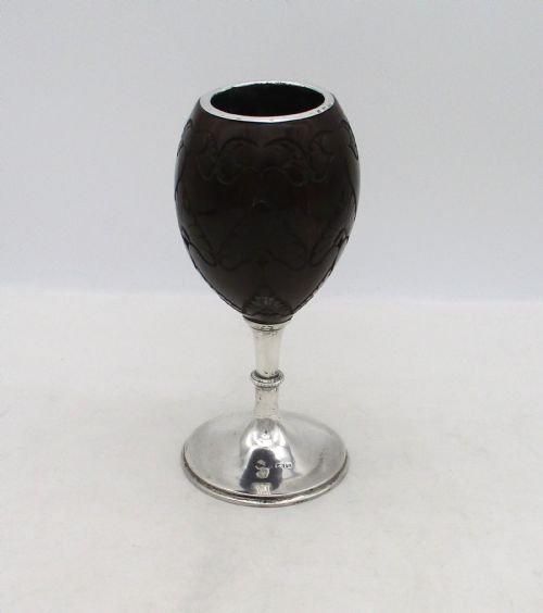 A Good Coconut Wine Goblet with Silver Mounts Birmingham 1903