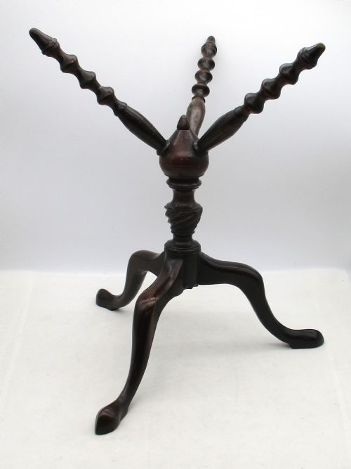 Fine Rotating Georgian Mahogany Treen Fire Side Stand / Fire Cat