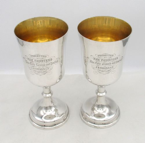 Large Pair of Silver Plated Communion Chalices by Dixons