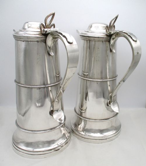 fig 1. Fine Pair of 19th Century Silver Plated Communion Flagons