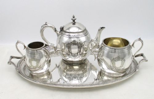 MID 19TH CENTURY SILVER PLATED BACHELOR TEA SET BY SMITH SISSONS