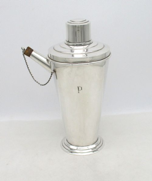 fig 1. Art Deco Silver Plated Cocktail Shaker & 4 Cups