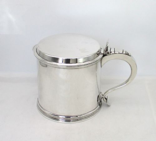 Very Large Silver Plated Tankard in the Queen Anne Style