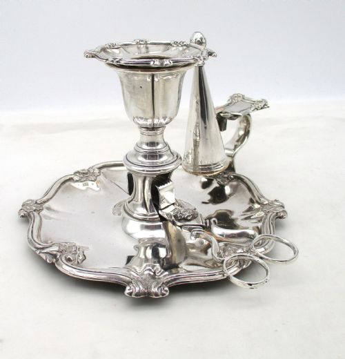 fig 1. Fine Old Sheffield Plated Chamber Candlestick c1800