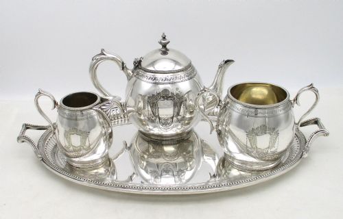 Victorian Silver Plated 4 Piece Bachelor Tea Set