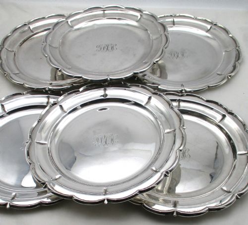 fig 1. Set of 6 Small Silver Plated Dinner Plates