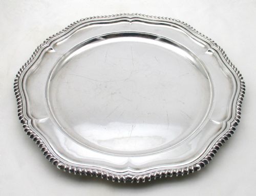 Large Gadrooned Silver Plated Meat Plate