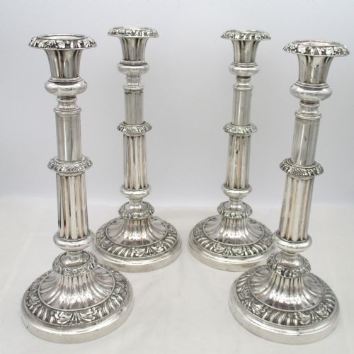 FINE SET OF 4 OLD SHEFFIELD PLATED EXTENDING CANDLESTICKS C1820 - ADDITIONAL PHOTO 4