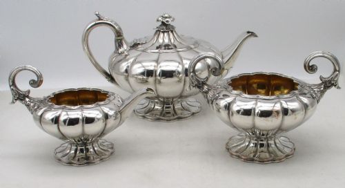 Fine Pumpkin Shaped Old Sheffield Plated Tea Set C1830