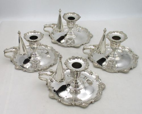SET OF 4 SILVER PLATED CHAMBER CANDLESTICKS - ADDITIONAL PHOTO 6