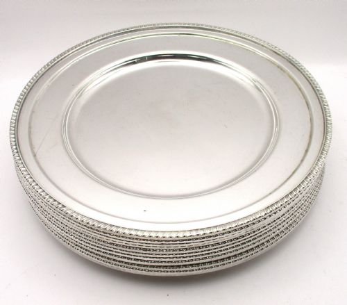 fig 1. Rare set of 12 Silver Plated Dinner Plates - 11