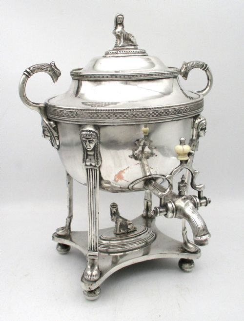 Superb Old Sheffield Plate Egyptian Revival Samovar Tea Urn C1810