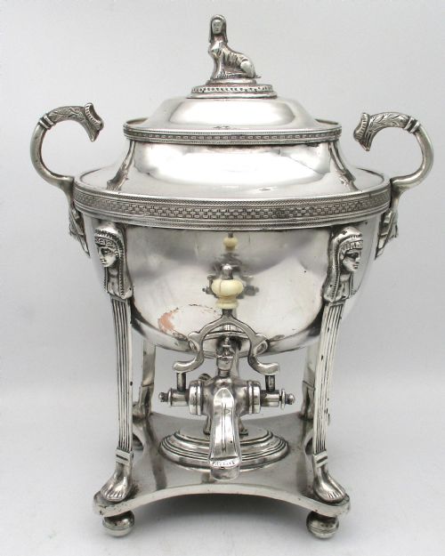 fig 1. Superb Old Sheffield Plate Egyptian Revival Samovar Tea Urn c1810