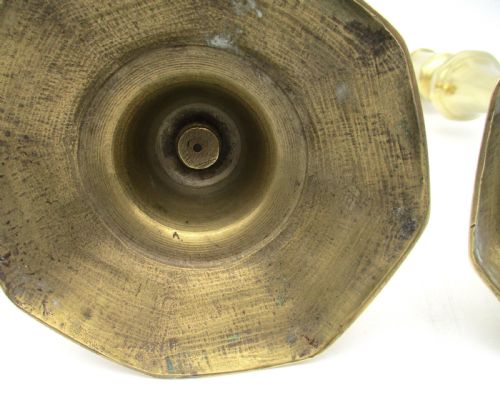 PAIR OF 18TH19TH CENTURY BRASS CANDLESTICKS - ADDITIONAL PHOTO 6