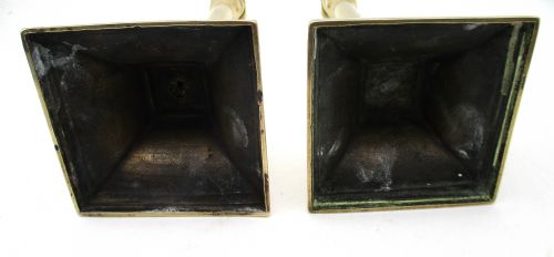 GOOD PAIR OF BRASS COLUMN CANDLESTICKS 18TH19TH CENTURY - ADDITIONAL PHOTO 8