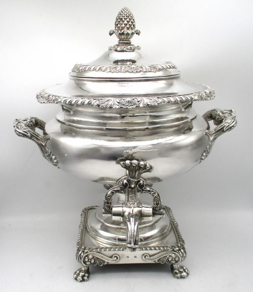 fig 1. Large Old Sheffield Plated Tea Urn Samovar by Matthew Boulton