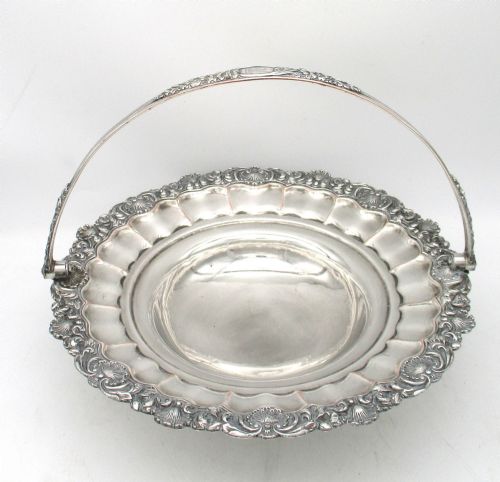 ROUND OLD SHEFFIELD PLATED BASKET BOWL CRESTED C1830