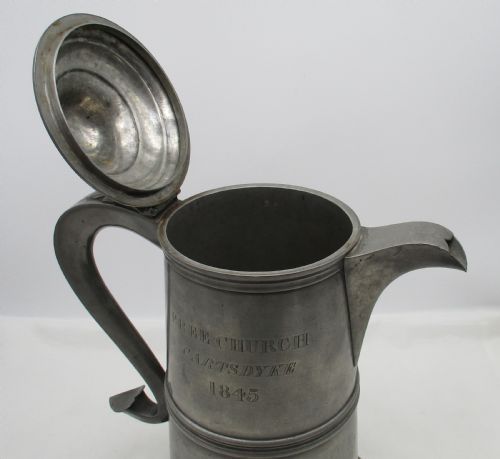19TH CENTURY PAIR OF PEWTER COMMUNION FLAGONSJUGS - ADDITIONAL PHOTO 5