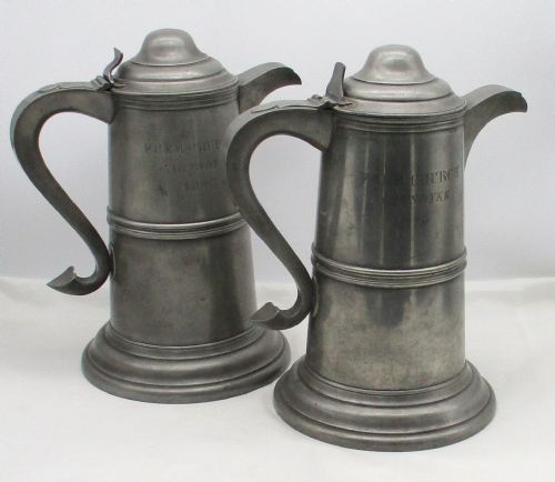 19TH CENTURY PAIR OF PEWTER COMMUNION FLAGONSJUGS - ADDITIONAL PHOTO 12