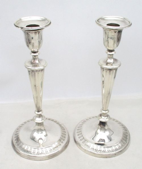 A Good Pair of 19th Century Silver Plated Candlesticks