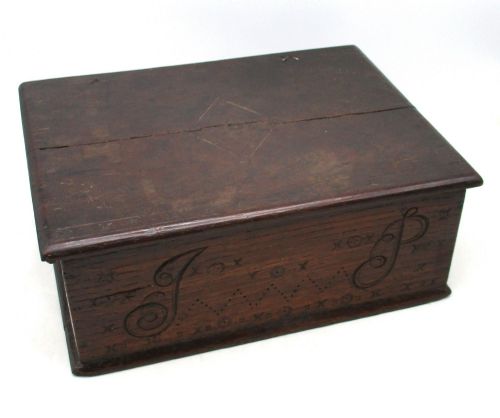 Small Early 18th Century Carved Oak Document Box