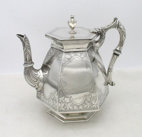 Good Aesthetic Movement Silver Plated Tea Pot C1885