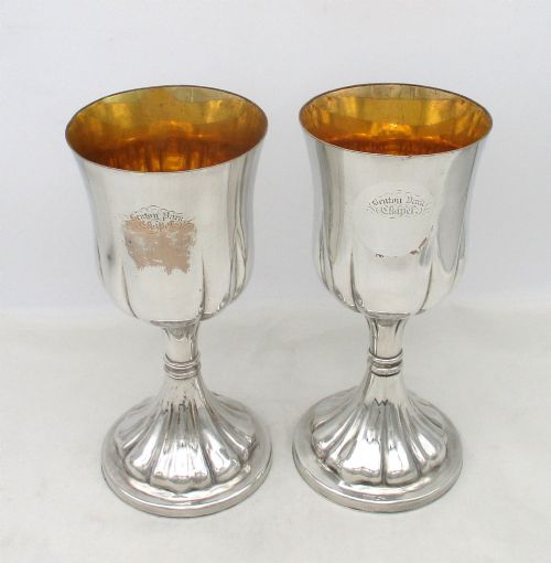 Pair of Old Sheffield Plated Church Chalices C1830