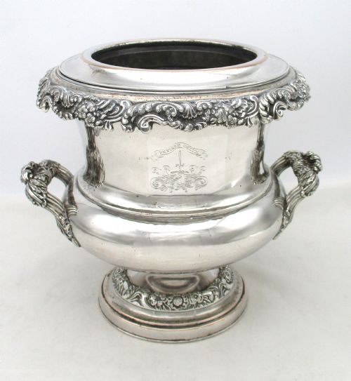 Fine Old Sheffield Plated Wine Cooler with Crest C1800