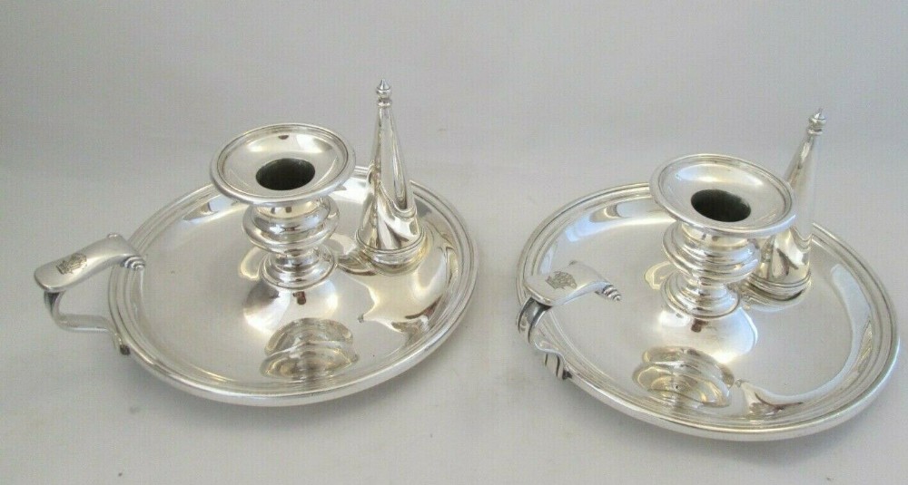 Pair of 19th Century Silver Plated Chamber Candlesticks Thomas Bradbury 