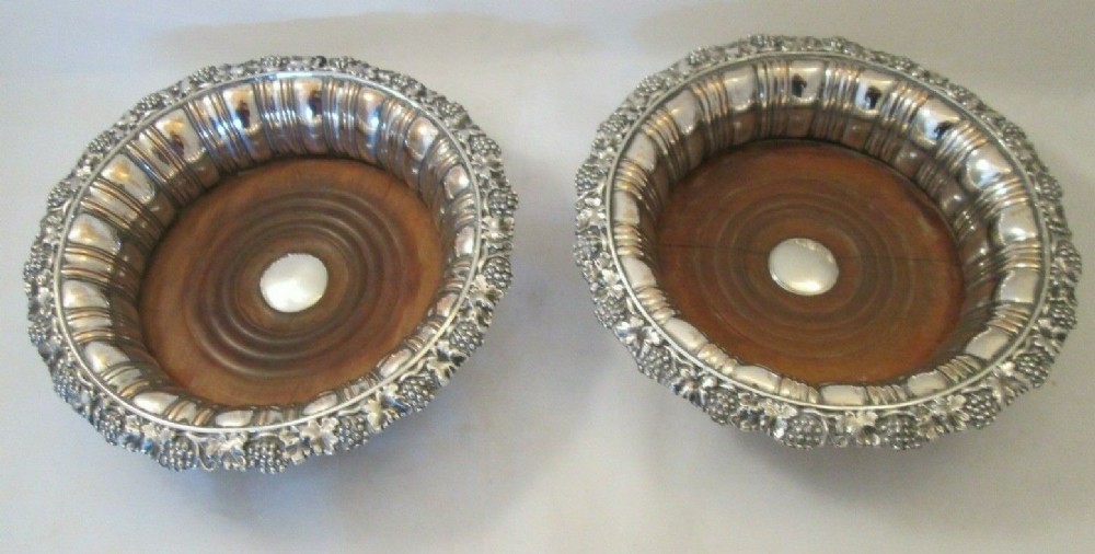 Pair of 19thC Old Sheffield Plate Wine Bottle Coasters c1830