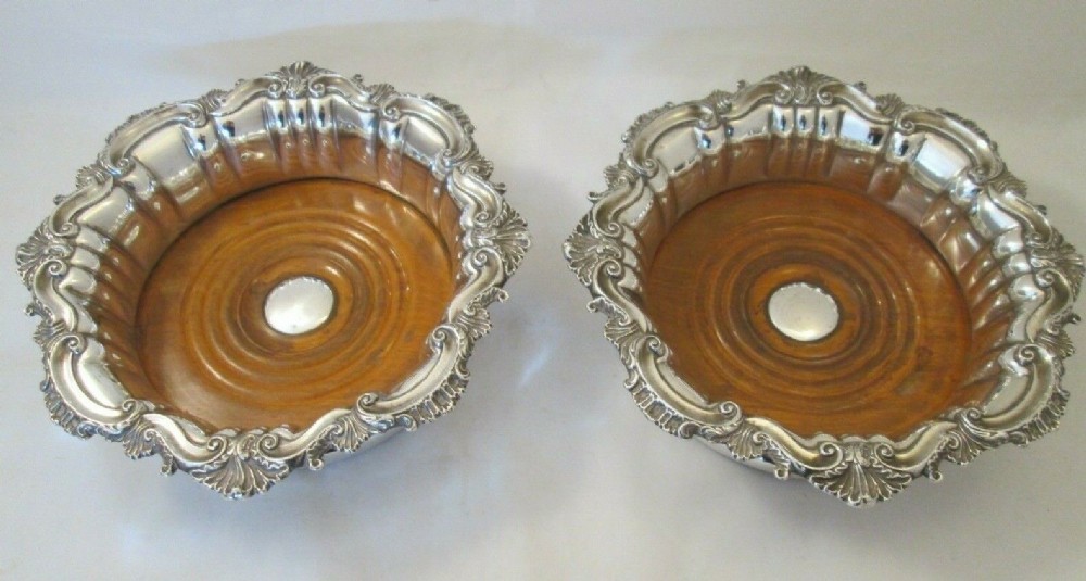 Large Pair of 19thC Old Sheffield Plate Wine Bottle Coasters c1830