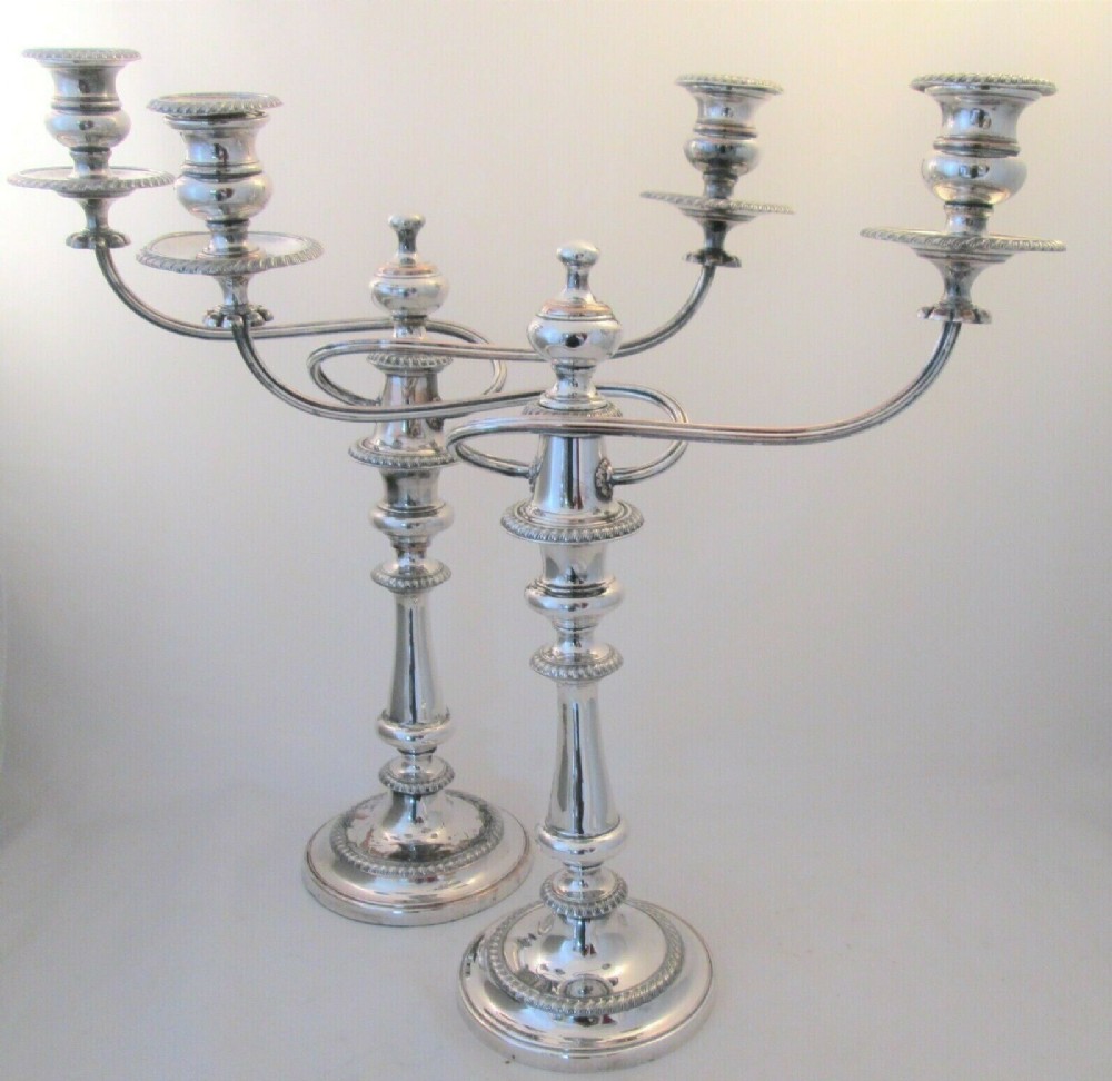 Pair of 19th Century Silver Plated 2 Branch Candelabra