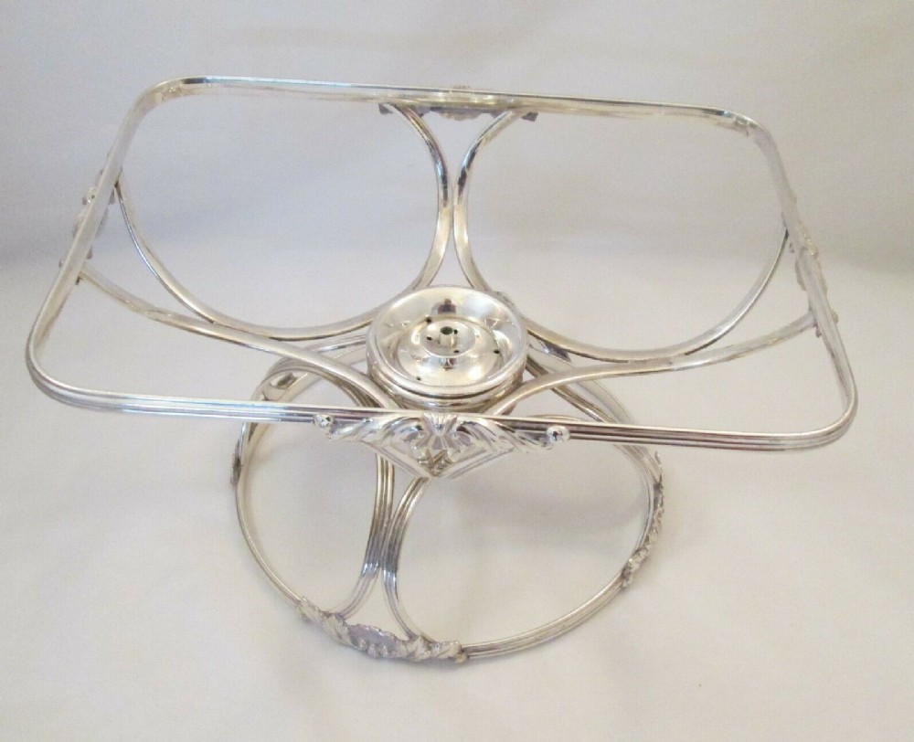 19th Century Silver Plated Rotating Dish Ring with Burner