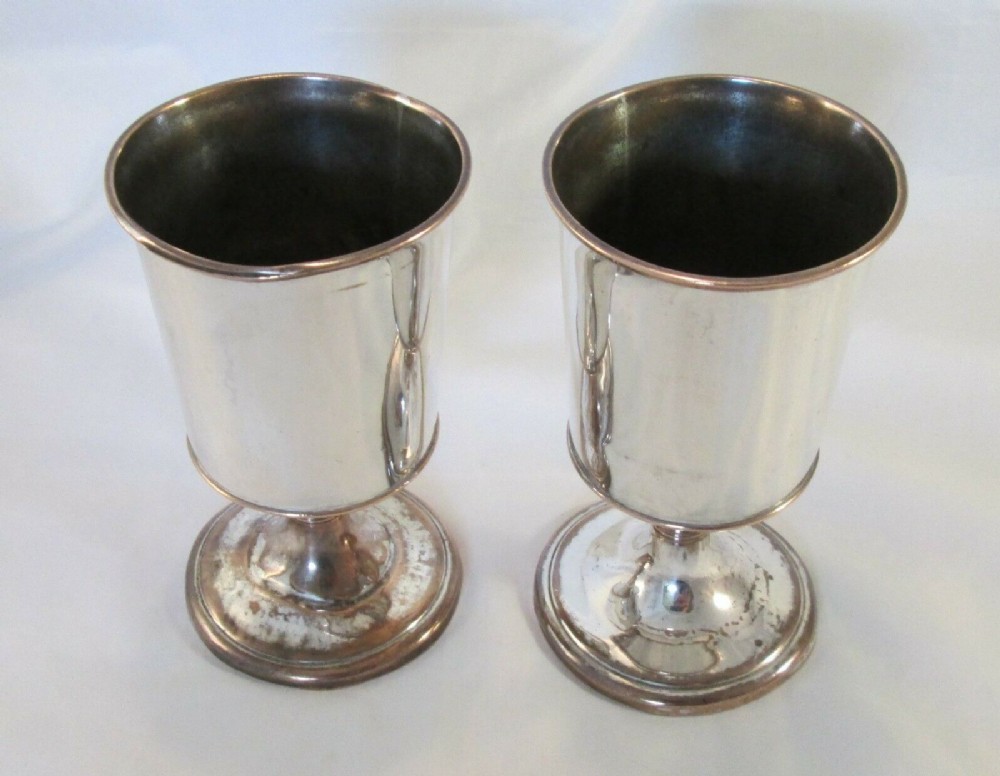 Georgian Pair of Old Sheffield Plate Goblets