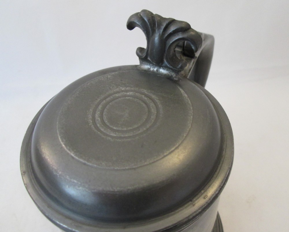 A 19th Century Lidded Pewter Tankard with Touchmarks View III