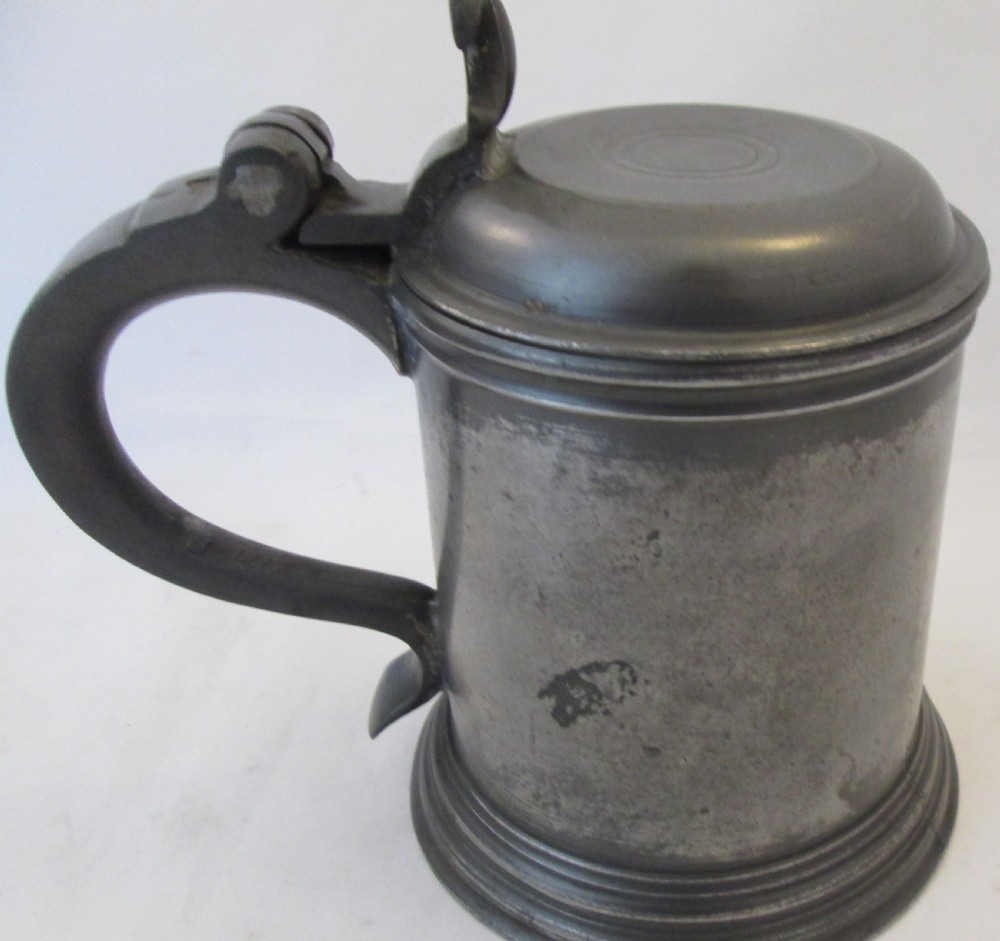A 19th Century Lidded Pewter Tankard with Touchmarks View V