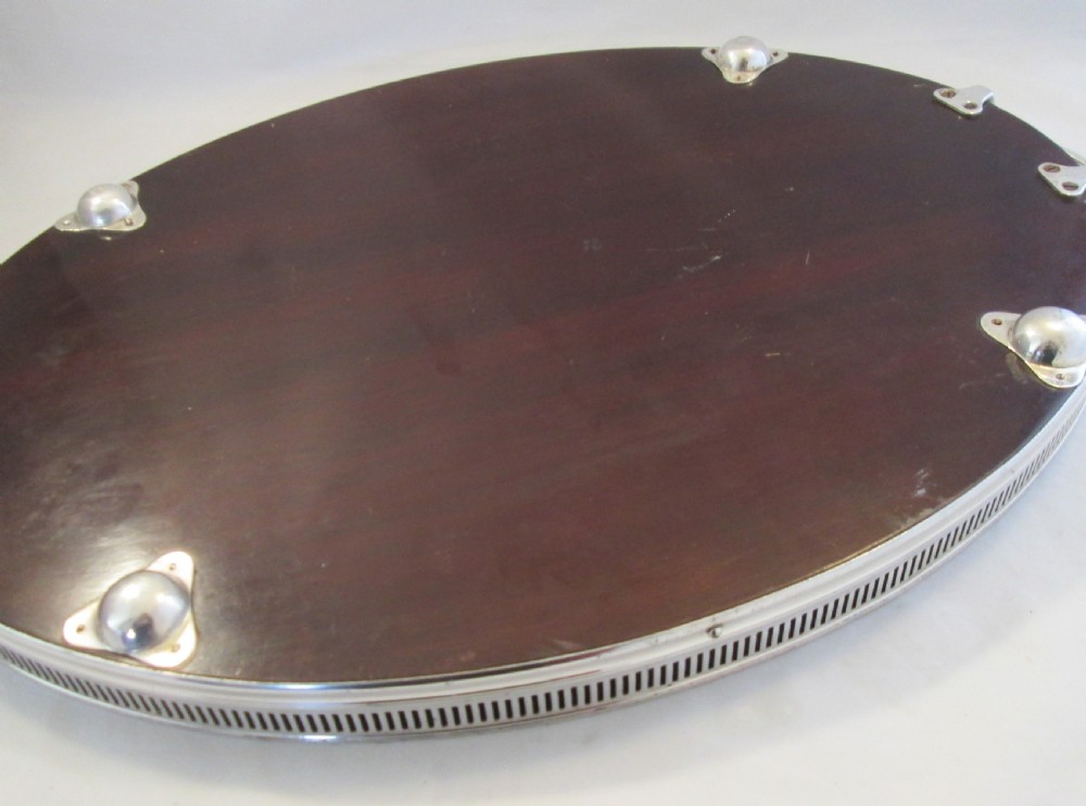 Fine Inlaid Mahogany and Silver Plated Tray View VII