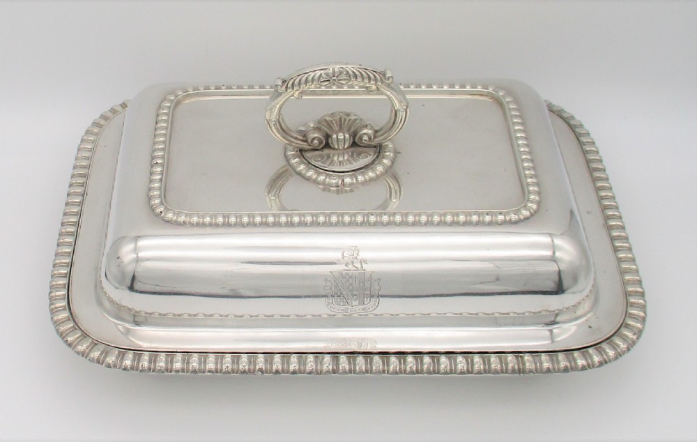 Fine Pair of Old Sheffield Plated Serving Tureens c1840 Coat of Arms View V