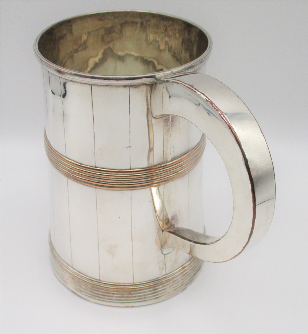 Unusual Large Old Sheffield Plated Tankard c1840 View V