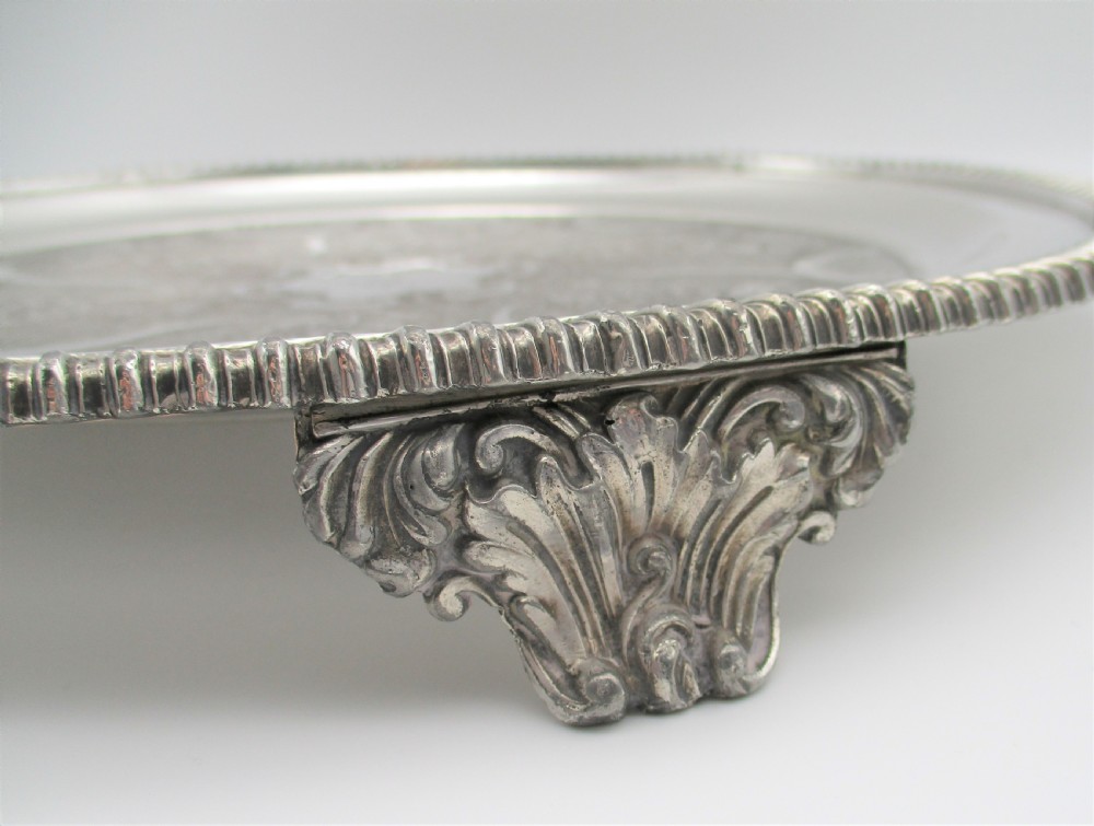 Very Fine Old Sheffield Plated Drinks Tray with Crest c1820 View V