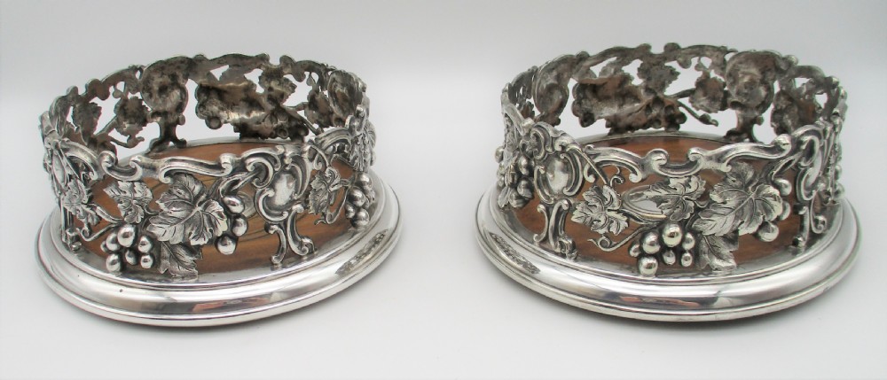 Stunning Pair of Silver Plated Wine Bottle Coasters by Elkington & Mason c1850 View II