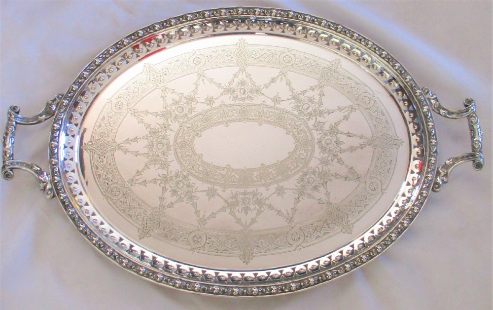 A Large 19th Century Silver Plated Serving Tray by Mappin & Webb