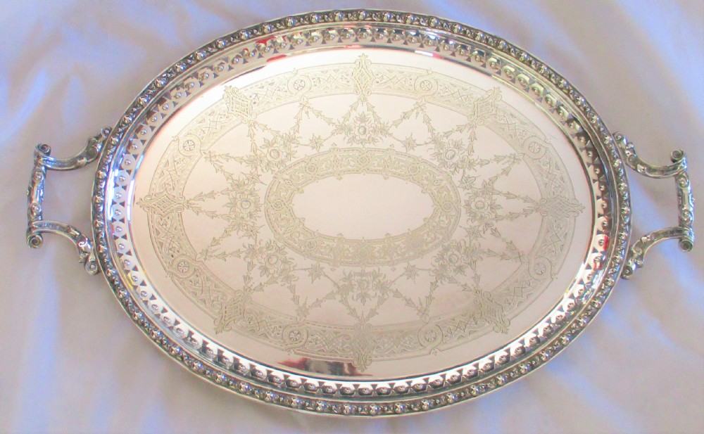 A Large 19th Century Silver Plated Serving Tray by Mappin & Webb View II