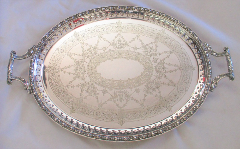 A Large 19th Century Silver Plated Serving Tray by Mappin & Webb View III