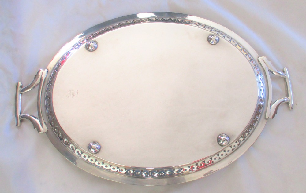 A Large 19th Century Silver Plated Serving Tray by Mappin & Webb View V