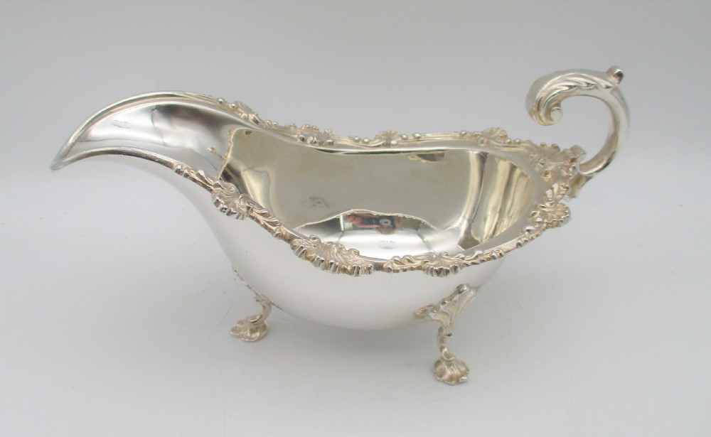 Large Pair of Silver Plated Sauce Boats - Marples & Co c1900 View VII