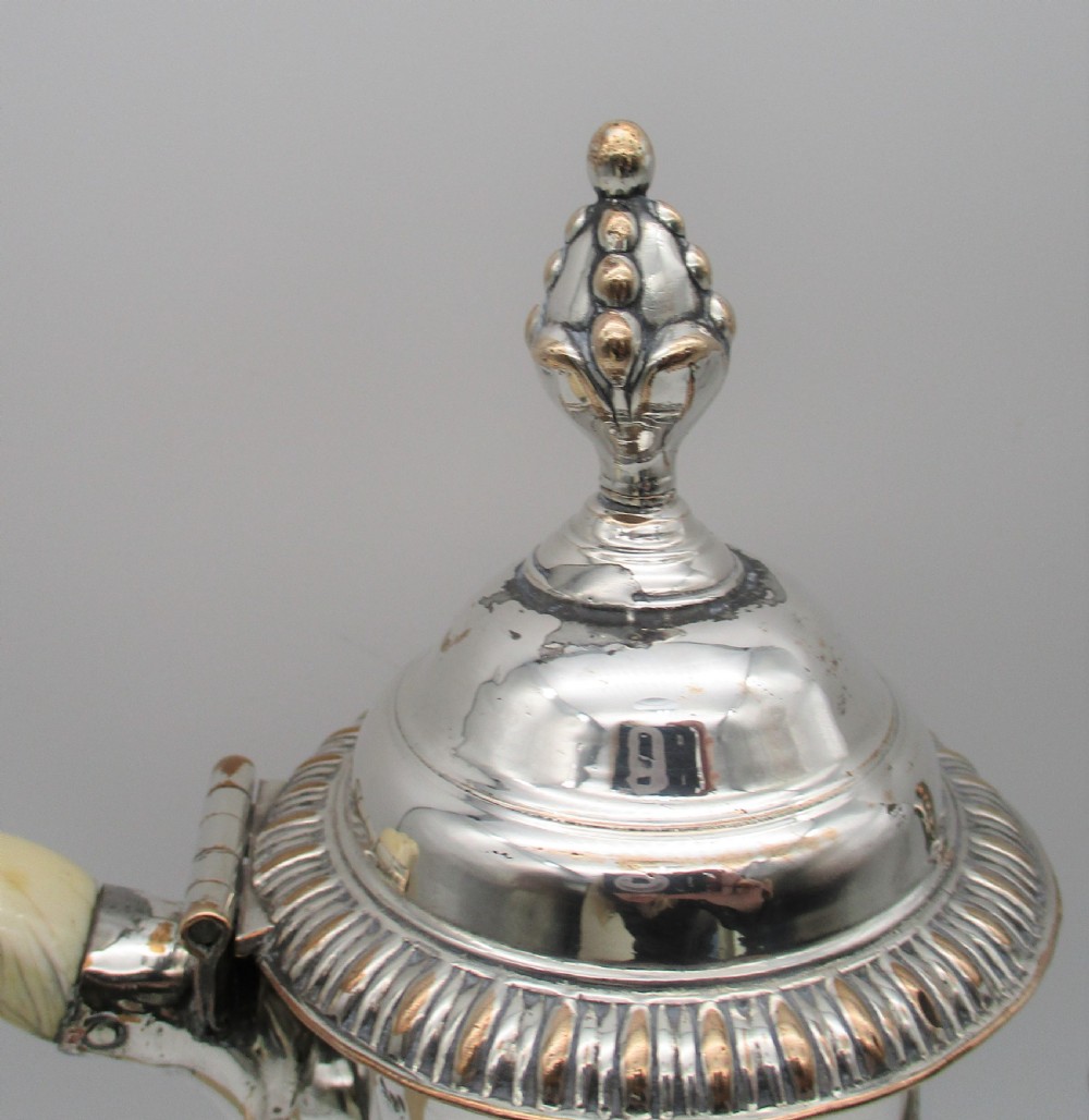 Rare Early Old Sheffield Plated Coffee Pot c1760 Marked View III