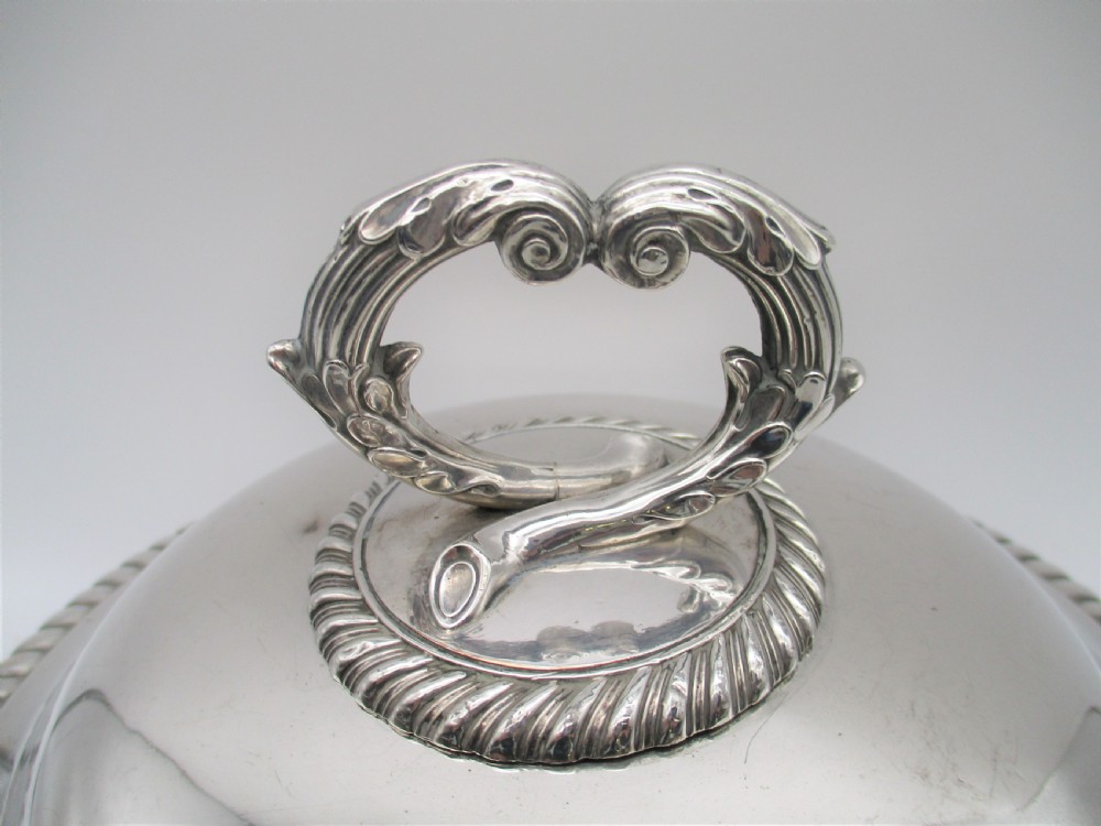 An Old Sheffield Plated Serving Dish & Cover - Crested View VI